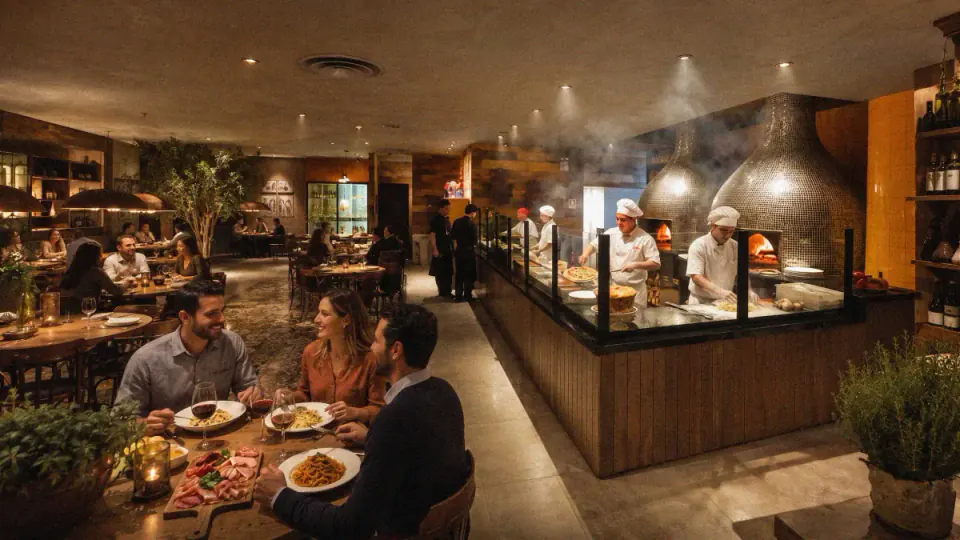 Cozinha Show Megaforno em Salão de Restaurante